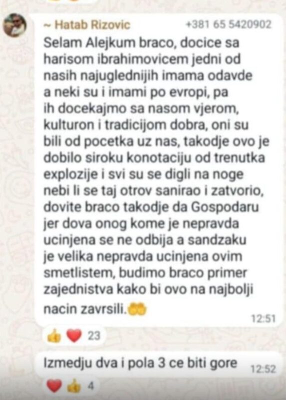 Dokaz skrinshot poruke iz zatvorene grupe!
