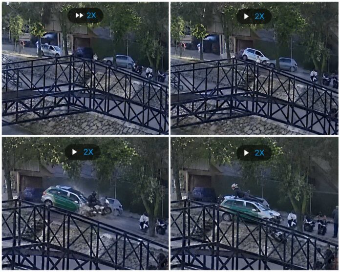 Motociklista završio na krovu taksija